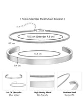 Minimal Silver Cuff & Chain Bracelet Combo