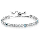 Peora Silver Tennis Nazar Charm Bracelet