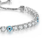 Peora Silver Tennis Nazar Charm Bracelet