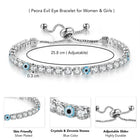 Peora Silver Tennis Nazar Charm Bracelet