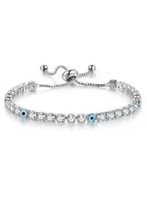 Peora Silver Tennis Nazar Charm Bracelet
