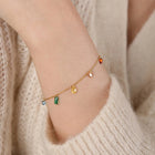 Peora Dainty Gold Rainbow Gem Charm Bracelet