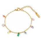 Peora Dainty Gold Rainbow Gem Charm Bracelet