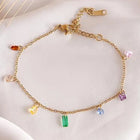 Peora Dainty Gold Rainbow Gem Charm Bracelet