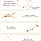 Peora Dainty Gold Rainbow Gem Charm Bracelet