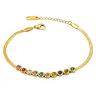 Peora Vibrant Rainbow Row CZ Gold Bracelet