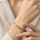 Peora Vibrant Rainbow Row CZ Gold Bracelet