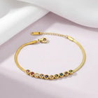 Peora Vibrant Rainbow Row CZ Gold Bracelet