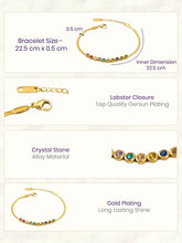 Peora Vibrant Rainbow Row CZ Gold Bracelet