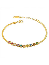 Peora Vibrant Rainbow Row CZ Gold Bracelet