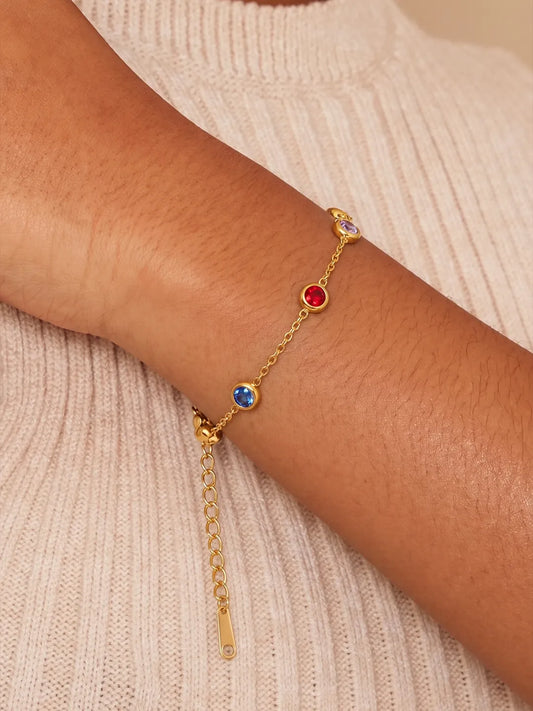 Peora Multicolor Crystal Bracelet - Gold