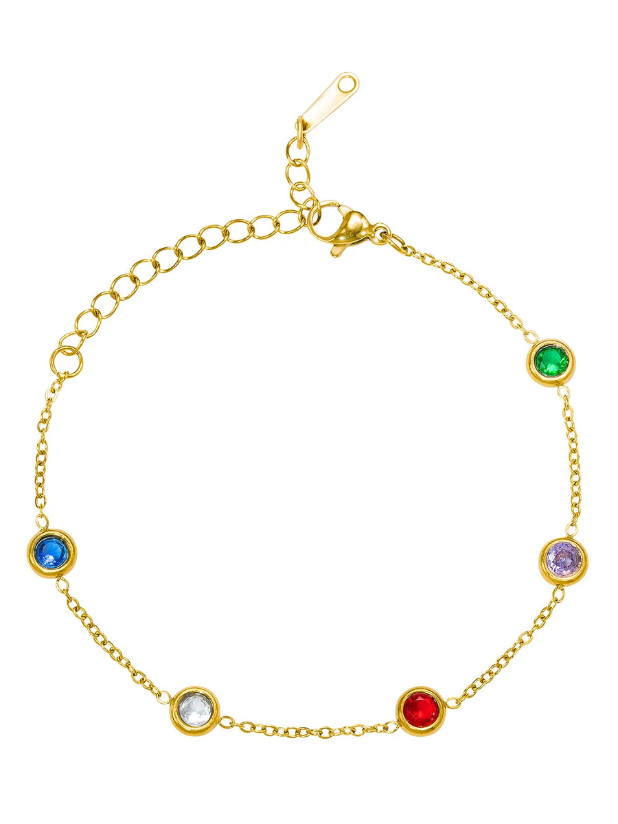 Peora Multicolor Crystal Bracelet - Gold