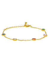 Peora Multicolor Crystal Bracelet - Gold