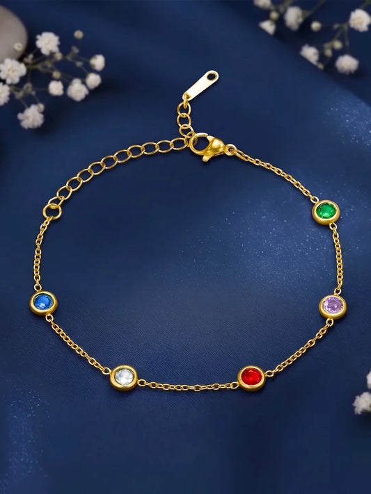Peora Multicolor Crystal Bracelet - Gold