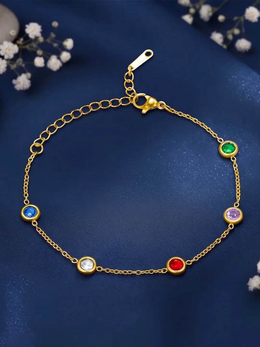 Peora Multicolor Crystal Bracelet - Gold