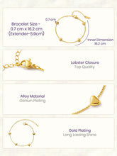 Peora Minimalist Gold Heart Charm Bracelet