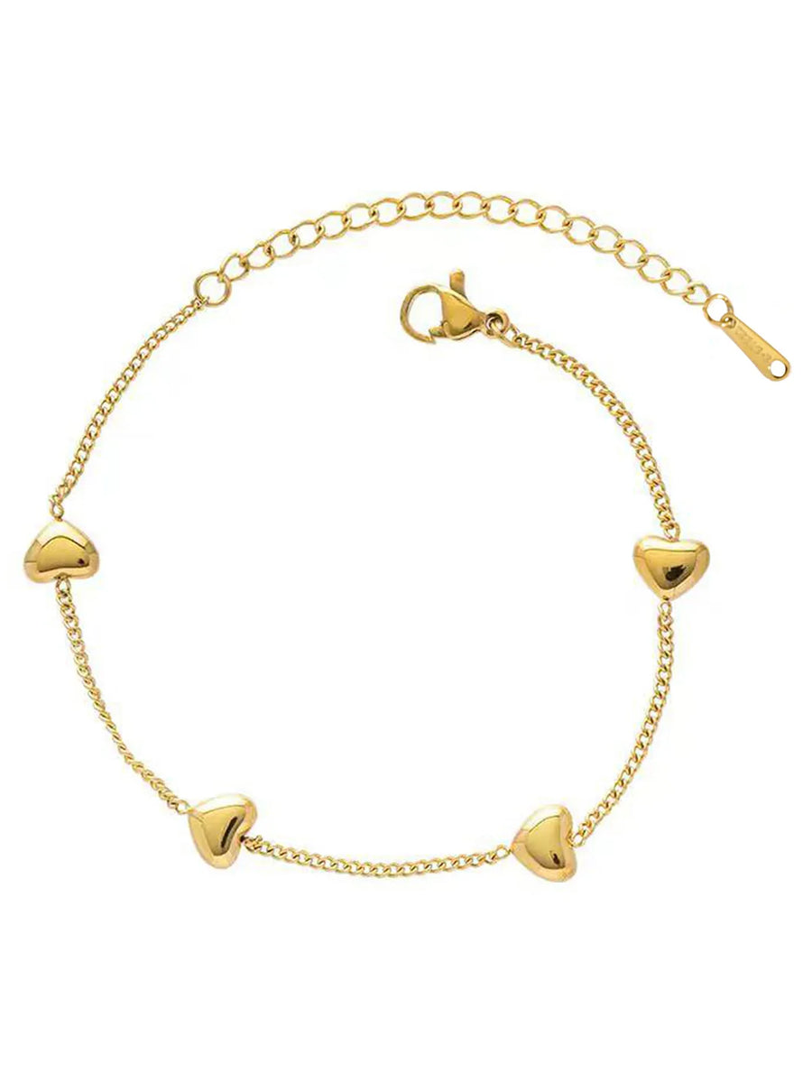 Peora Minimalist Gold Heart Charm Bracelet