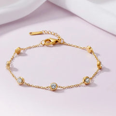 Peora Minimalist Gold CZ Bezel Bracelet