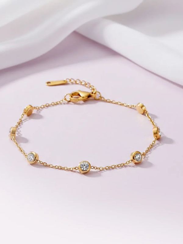 Peora Minimalist Gold CZ Bezel Bracelet