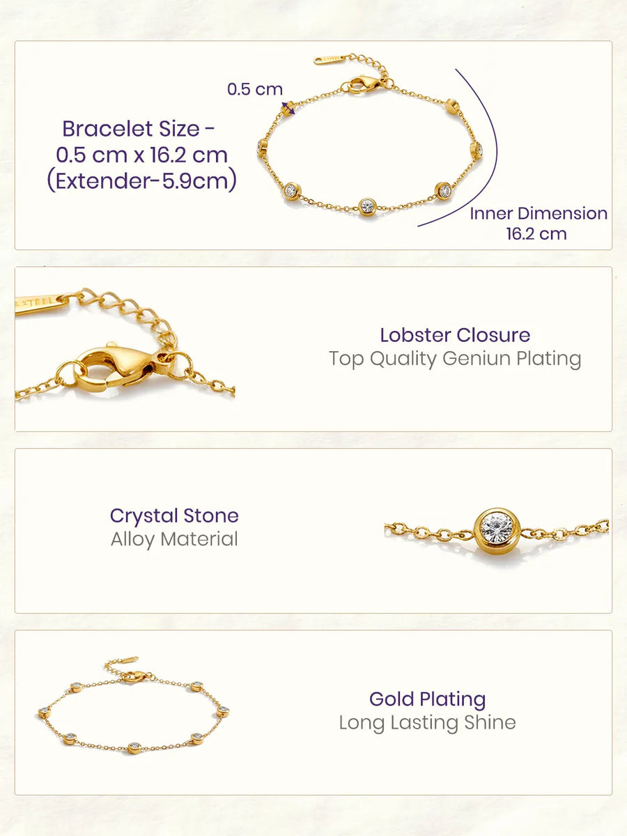 Peora Minimalist Gold CZ Bezel Bracelet