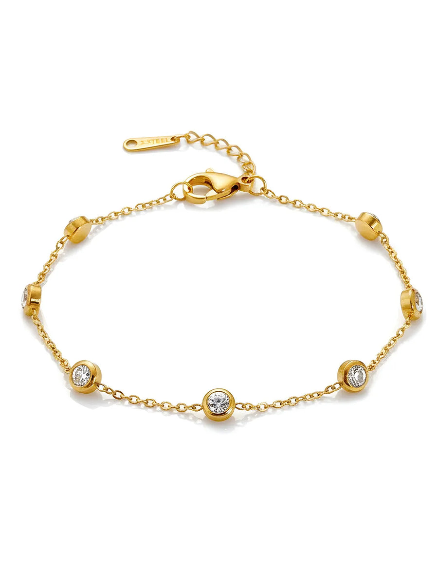 Peora Minimalist Gold CZ Bezel Bracelet