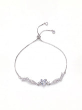 Peora Crystal Heart Stone Bracelet - Silver