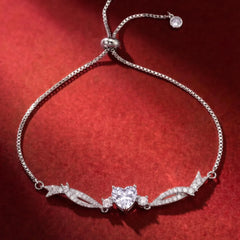 Peora Crystal Heart Stone Bracelet - Silver