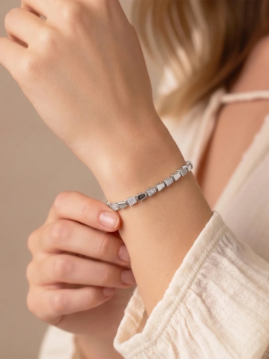 Peora Crystal Link Bracelet - Silver