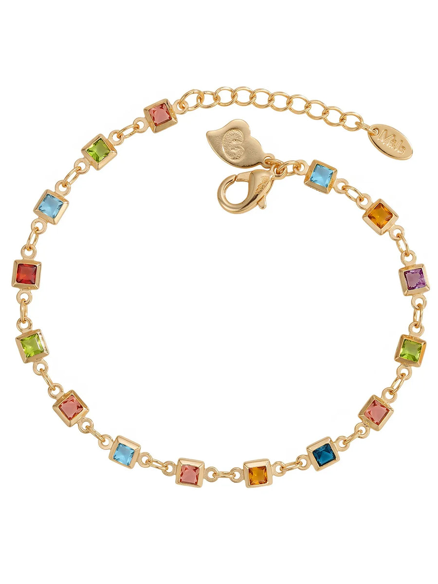 Peora Rainbow Gem Bracelet - Gold