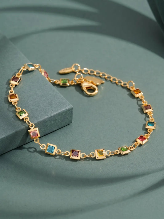 Peora Rainbow Gem Bracelet - Gold
