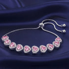 Peora Crystal Heart Pink Bracelet - Silver