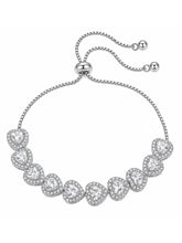 Peora Crystal Heart White Bracelet - Silver