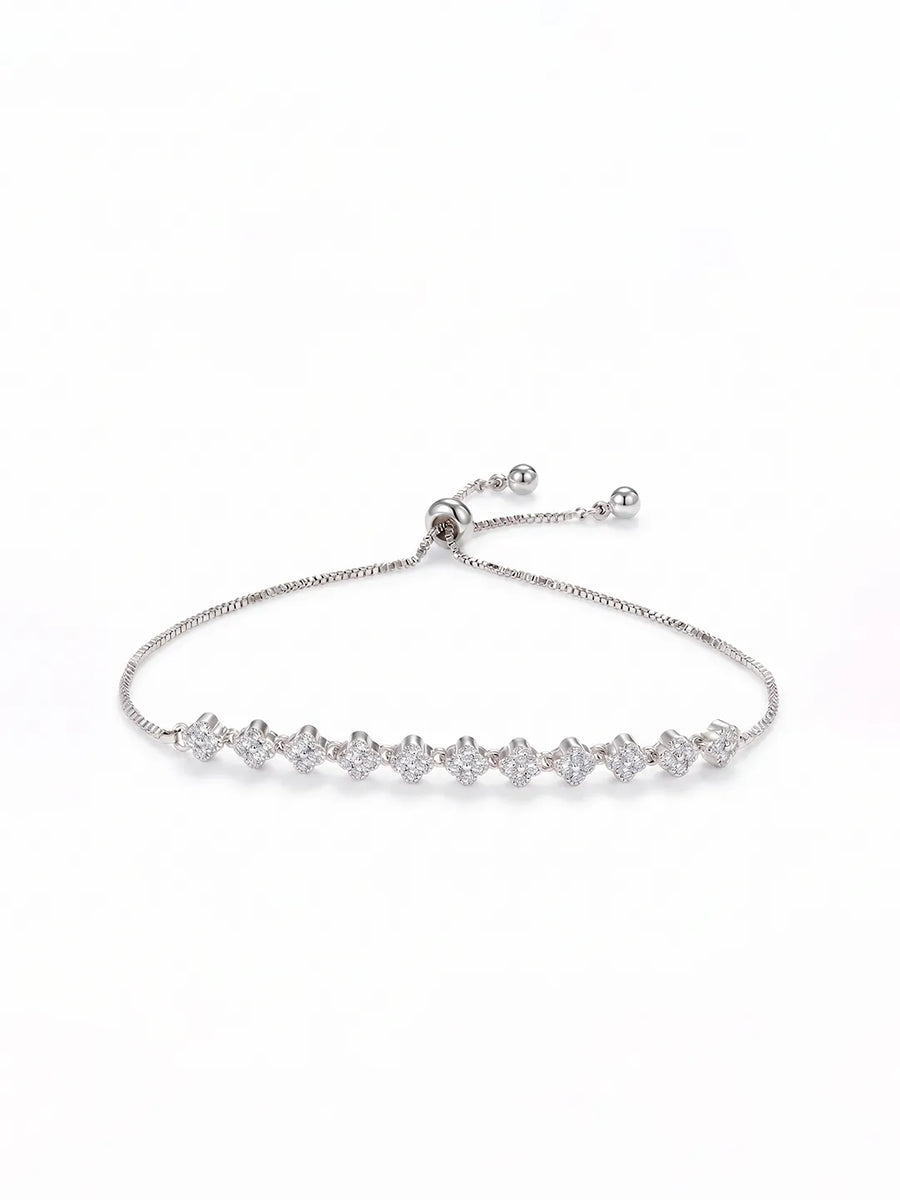 Peora Leaf Crystal Bracelet - Silver
