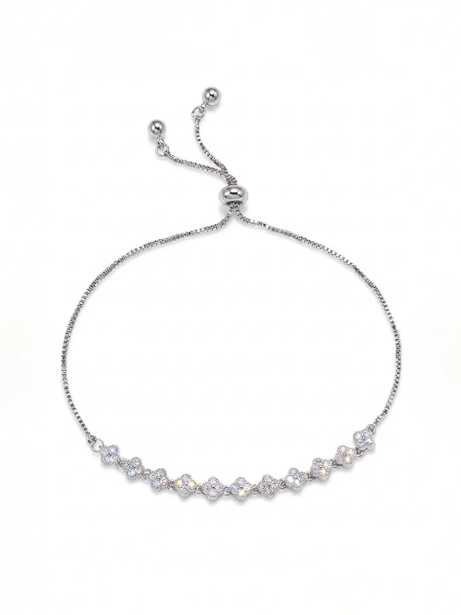 Peora Leaf Crystal Bracelet - Silver