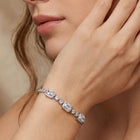 Peora Emerald Cut Crystal Bracelet - Silver