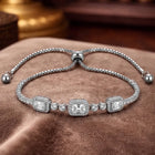 Peora Emerald Cut Crystal Bracelet - Silver