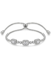 Peora Emerald Cut Crystal Bracelet - Silver