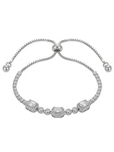 Peora Emerald Cut Crystal Bracelet - Silver