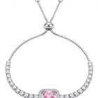 Peora Pink Emerald Cut Bracelet - Silver