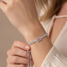 Peora Pink Emerald Cut Bracelet - Silver