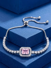 Peora Pink Emerald Cut Bracelet - Silver