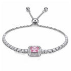 Peora Pink Emerald Cut Bracelet - Silver