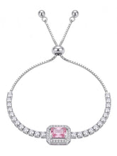 Peora Pink Emerald Cut Bracelet - Silver