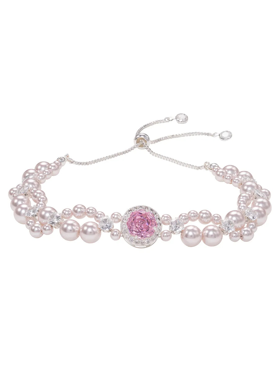 Peora Pink Pearl Charm Bracelet