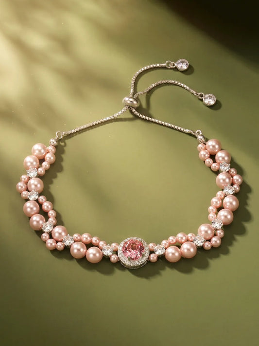Peora Pink Pearl Charm Bracelet