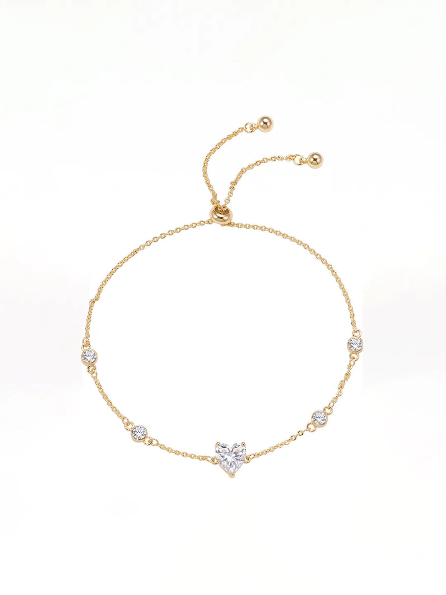 Peora Crystal Sweetheart Bracelet - Gold