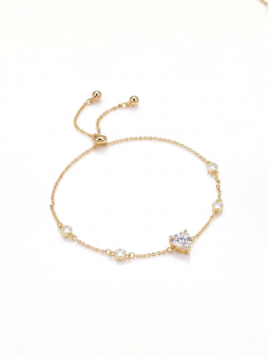 Peora Crystal Sweetheart Bracelet - Gold