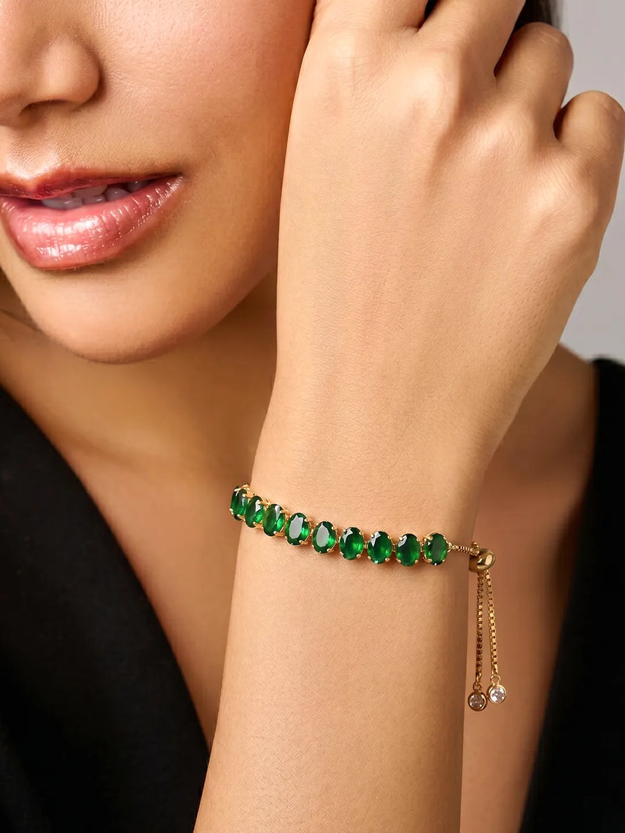 Peora Green Gemstone Bracelet - Gold