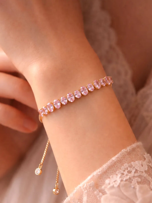 Peora Pink Gemstone Bracelet - Gold