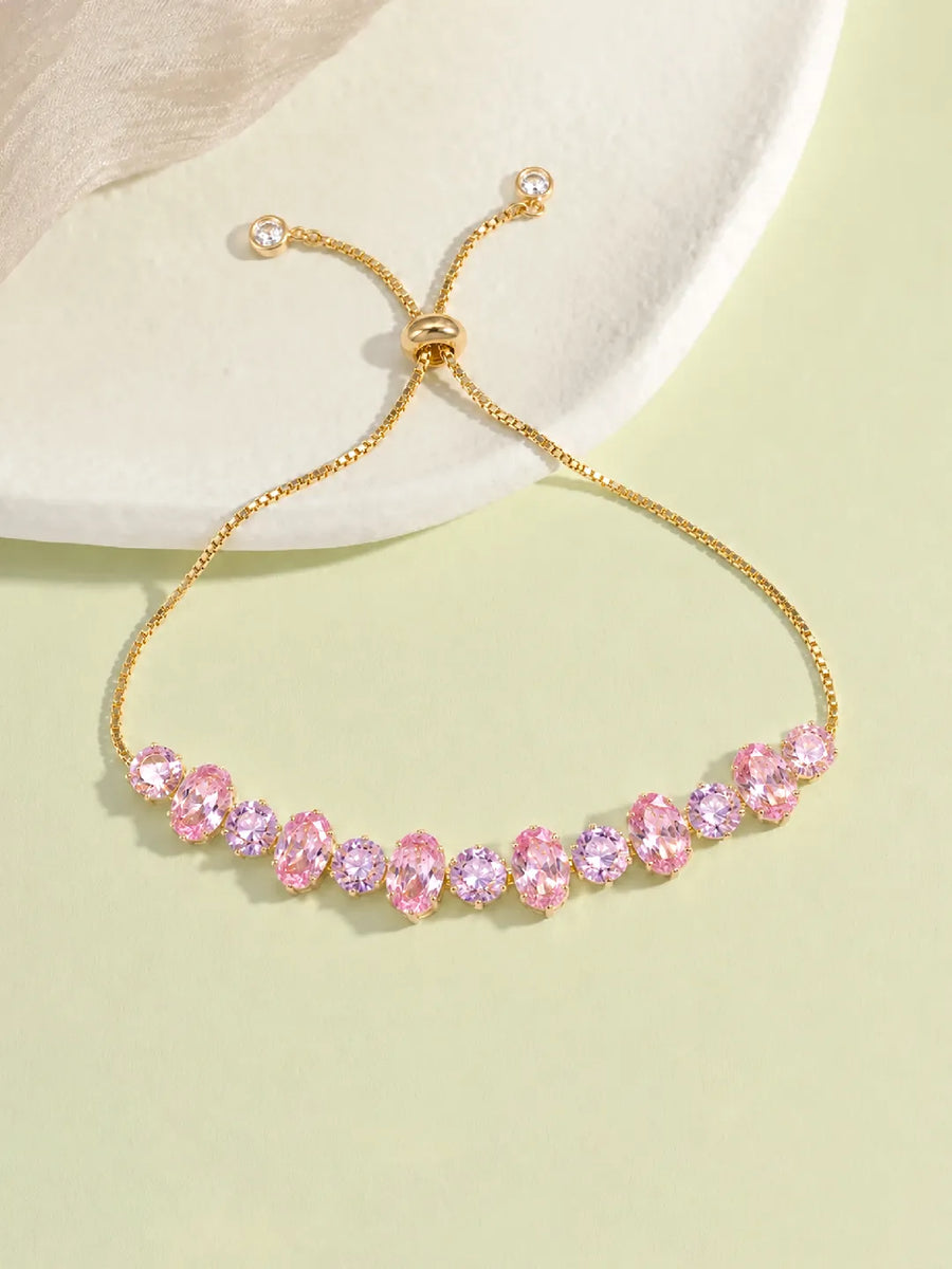 Peora Pink Gemstone Bracelet - Gold